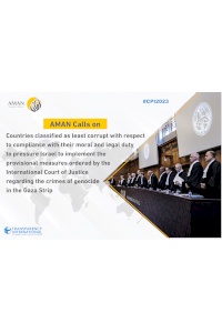 The AMAN coalition calls on the states with the highest ranking of integrity on the index to comply with its moral and legal obligations and compel “Israel” to enforce the resolution of the International Court of Justice