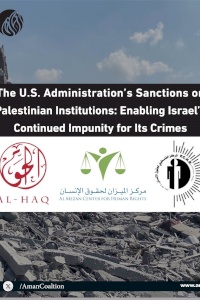The U.S. administration’s decision to impose sanctions on Palestinian institutions contributes to the unrelenting impunity of the occupation for its crimes