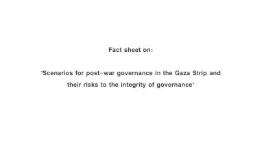 Fact sheet on:  "Scenarios for post-war governance in the Gaza Strip and their risks to the integrity of governance"