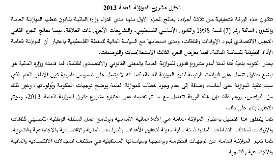 تحليل مشروع الموازنة 