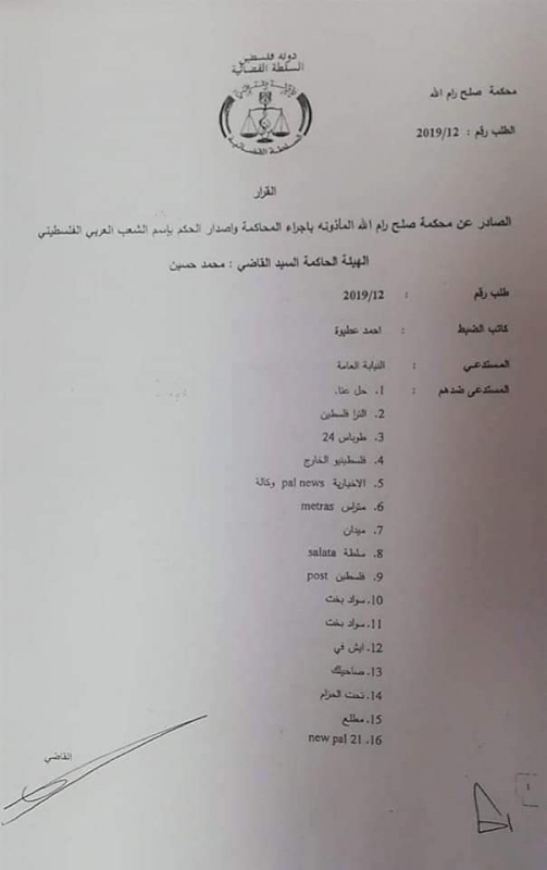 ائتلاف أمان يطالب بالتراجع عن قرار حجب المواقع الالكترونية ويعتبره تعديا واضحا على حرية الرأي والتعبير حسب القانون الأساسي الفلسطيني