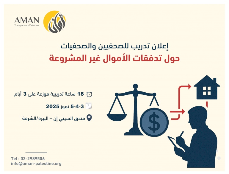 إعلان تدريب للصحفيين والصحفيات حول تدفقات الأموال غير المشروعة