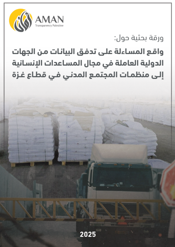 واقع المساءلة على تدفق البيانات من الجهات الدولية العاملة في مجال المساعدات الإنسانية إلى منظمات المجتمع المدني في قطاع غزة