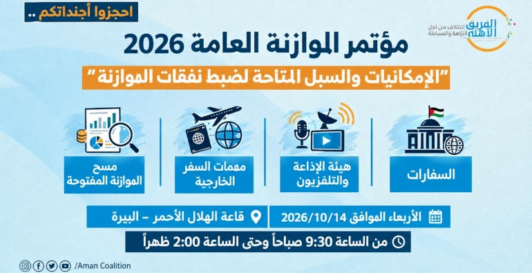 دعوة للمشاركة في مؤتمر الموازنة العامة 2026: الإمكانيات والسبل المتاحة لضبط نفقات الموازنة